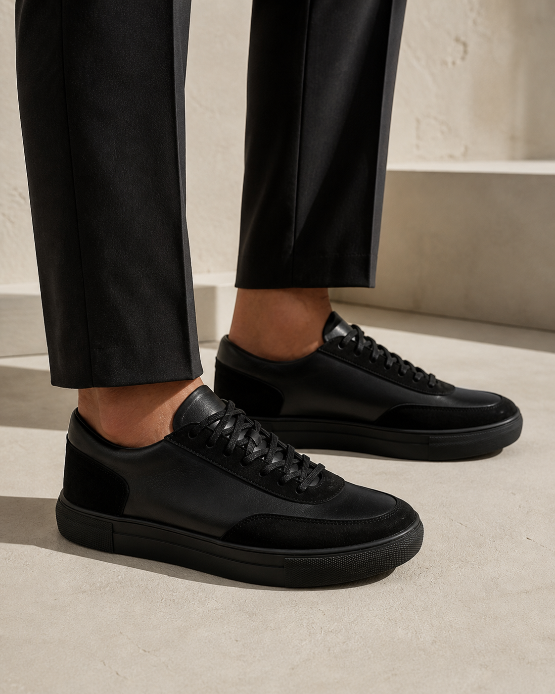 The Obsidian Court Sneaker Black men's low-top lace-up sneakers - product view 2