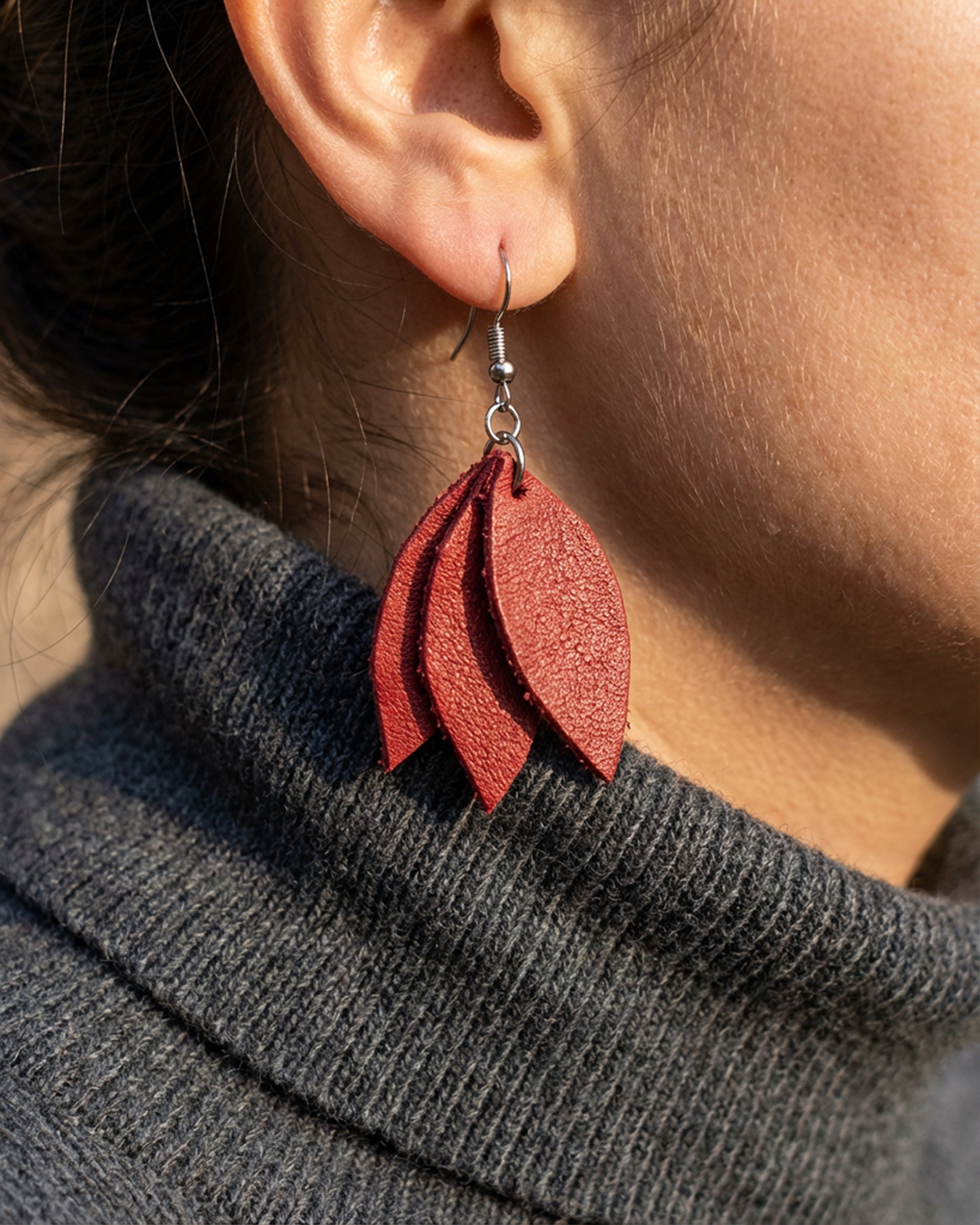 The Rosa Leather Earrings