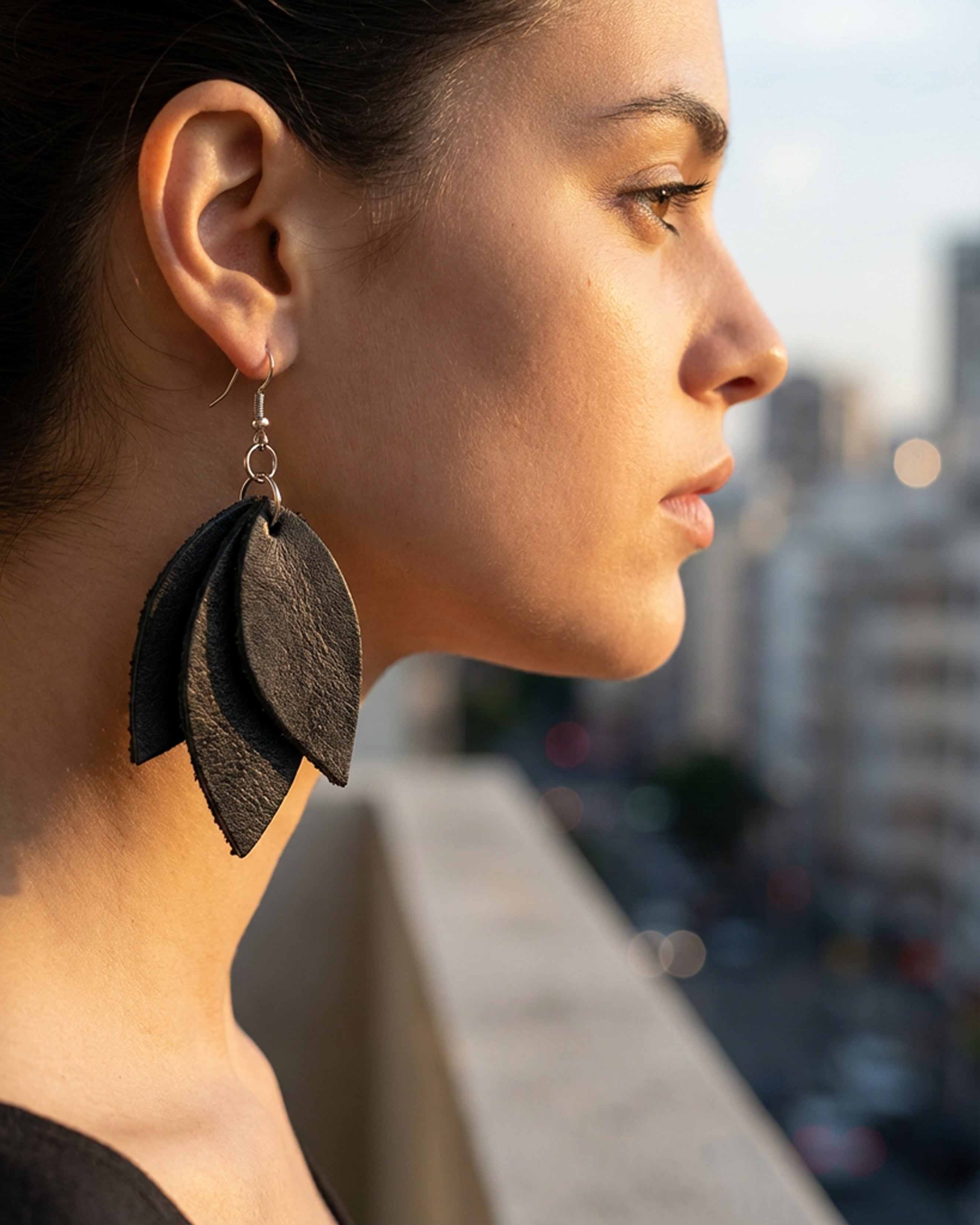 The Laurel Leather Earrings Secondary image