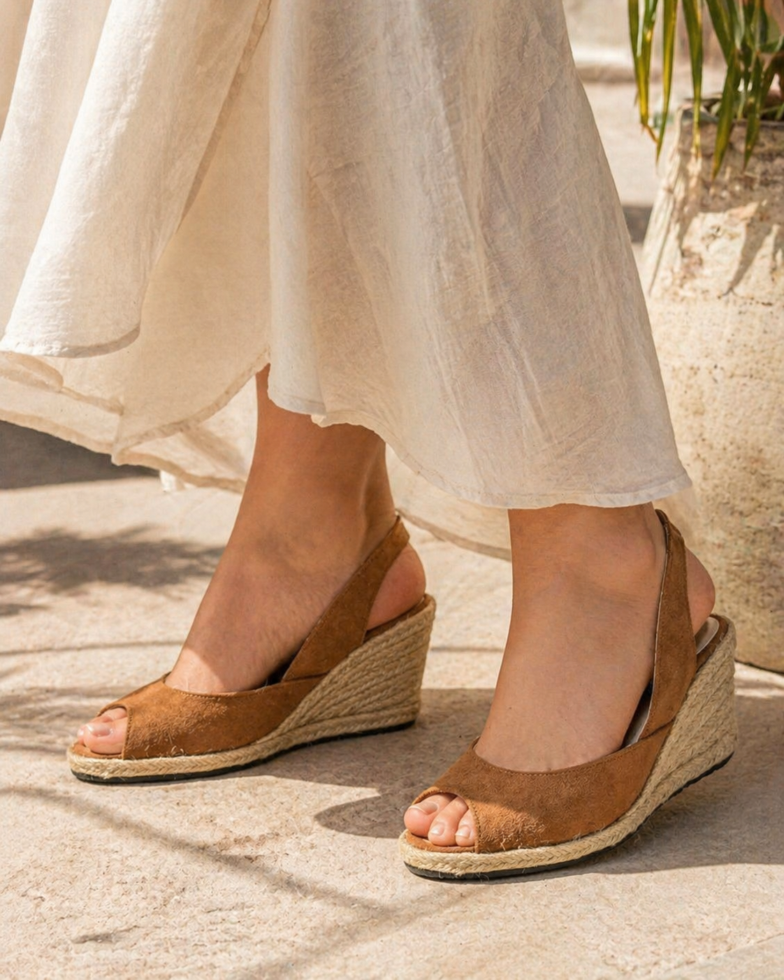 The Kaia Espadrille Wedge - Havane - faux suede slingback espadrille wedge 4