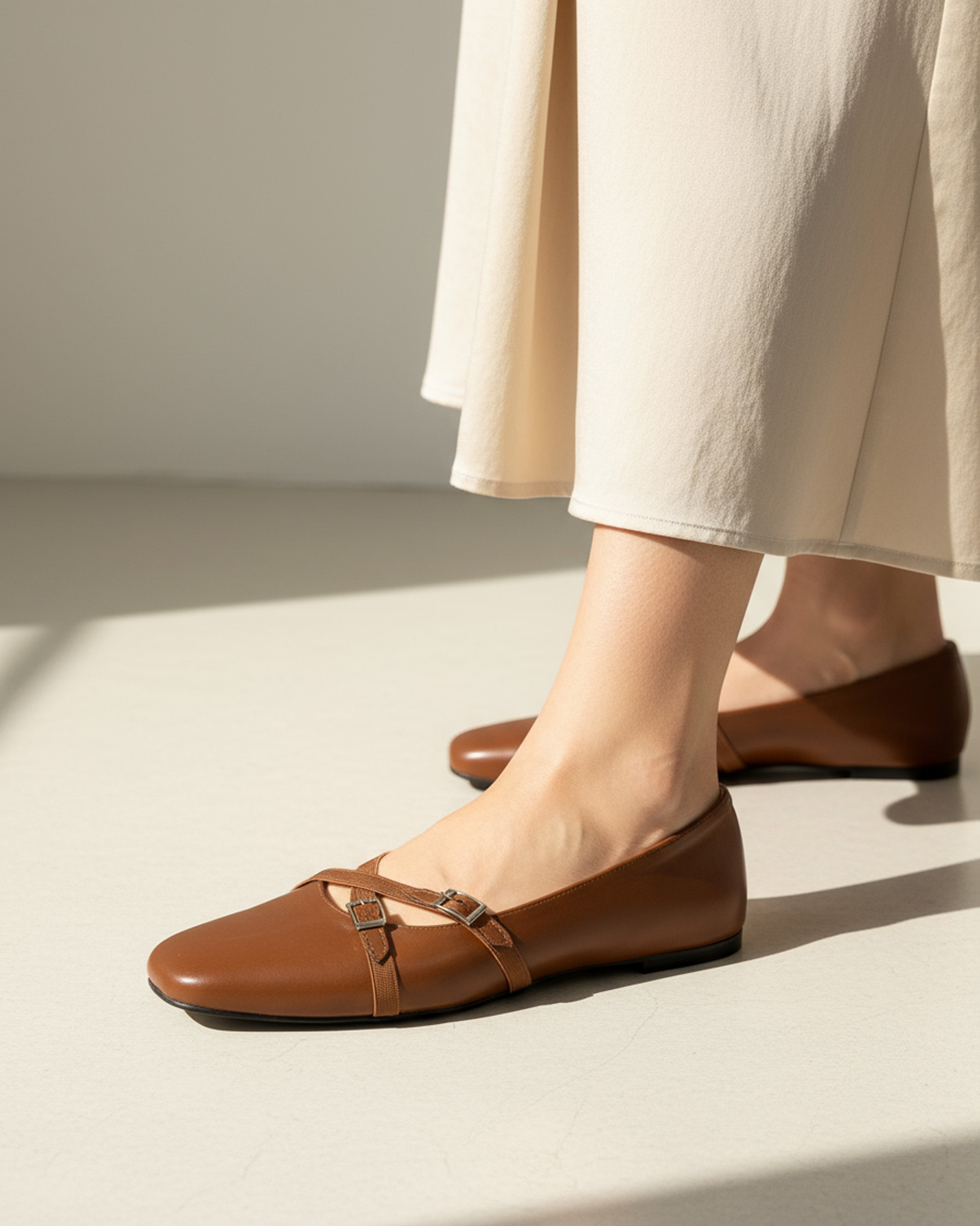The Bianca Buckle Flat - Havane