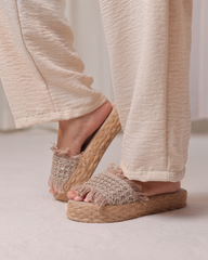 Taupe Fray Edge Wedge