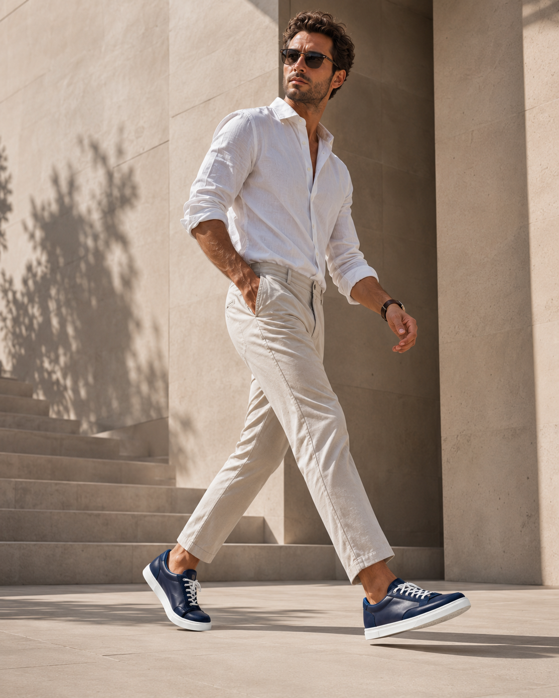 The Obsidian Court Sneaker Navy Blue men's low-top lace-up sneakers - product view 4