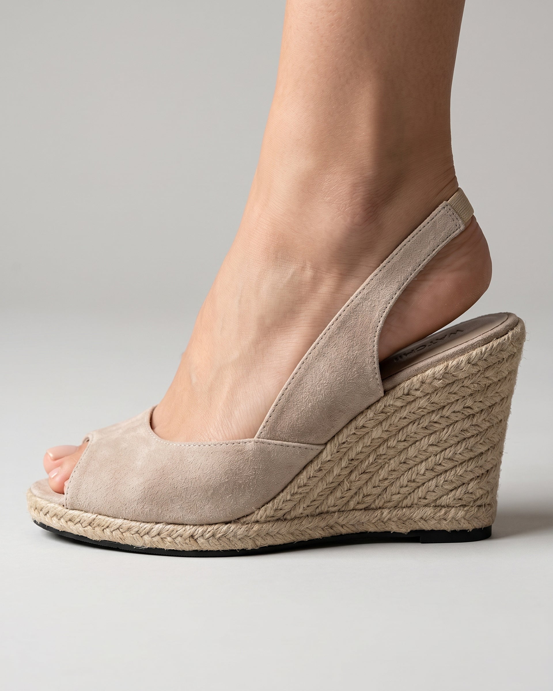 The Kaia Espadrille Wedge - Beige - faux suede slingback espadrille wedge 4