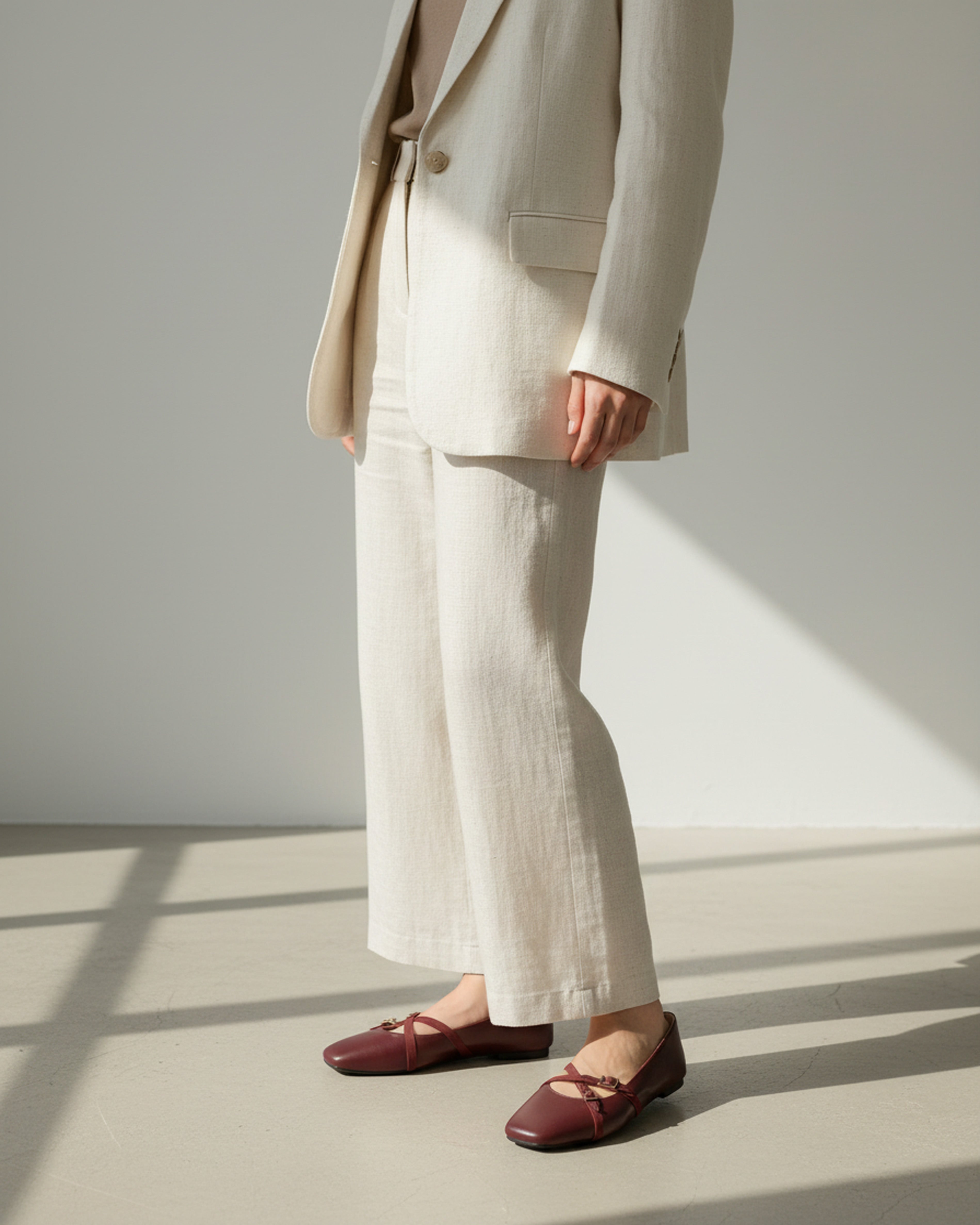 The Bianca Buckle Flat - Burgundy