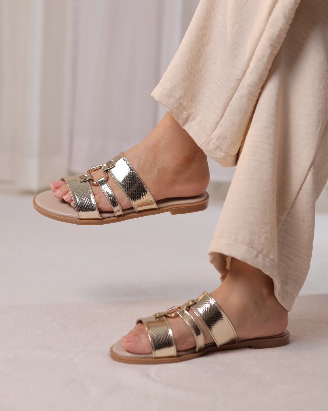 Gold Metallic Bit Sandal