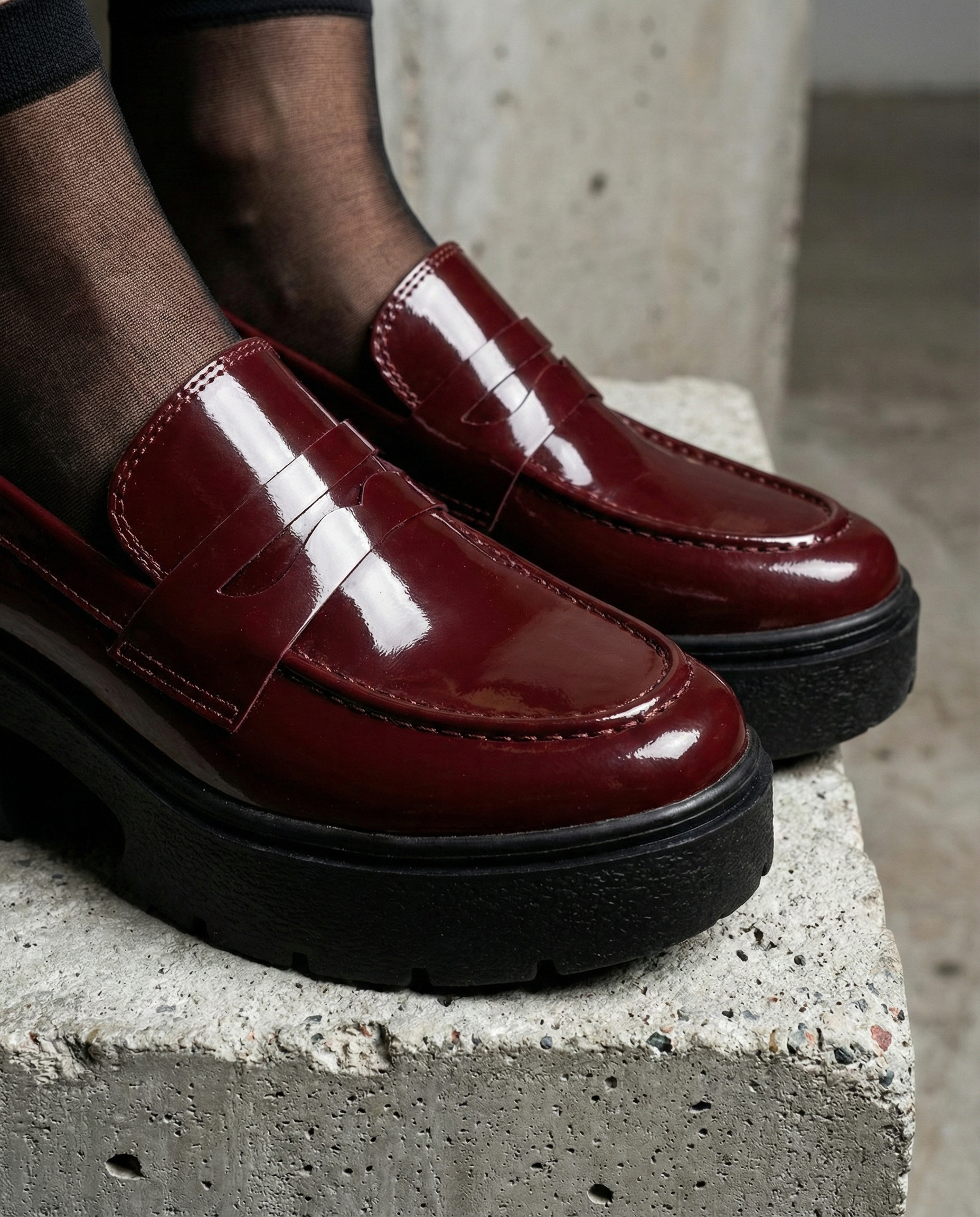 The Blair Platform Loafer - Burgundy