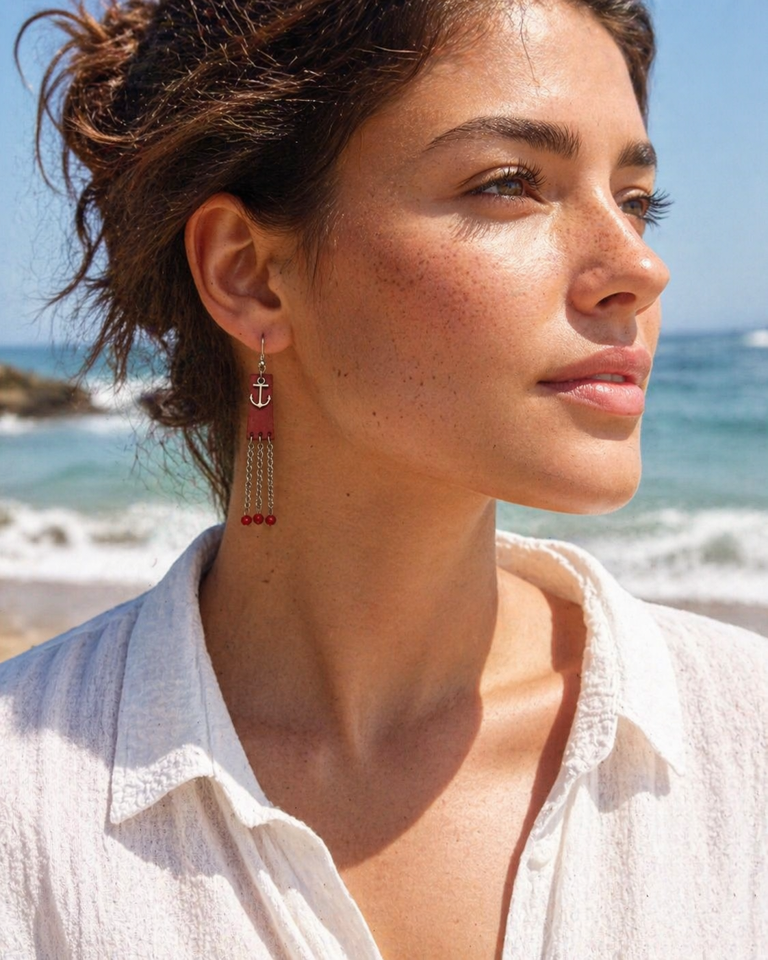 The Zola Leather Drop Earrings burgundy leather silver-tone drop earrings 4