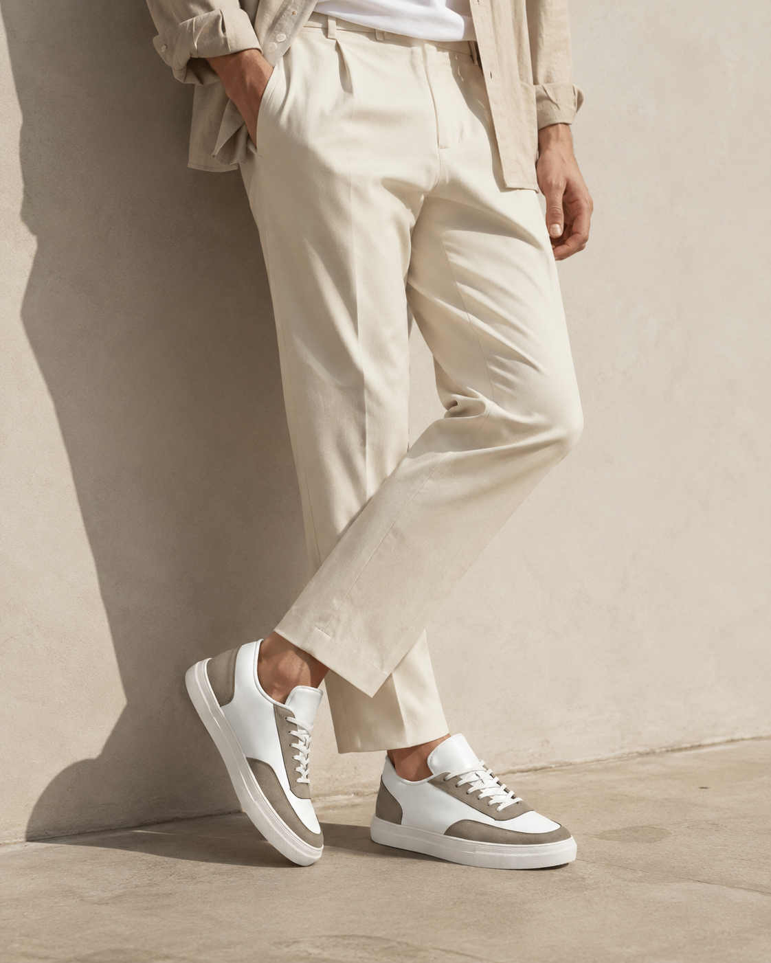 The Obsidian Court Sneaker Signature men's white and beige low-top lace-up sneakers - product view 5