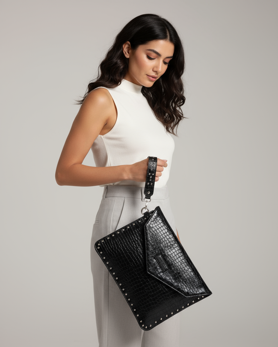 Black Opulence Studded Clutch