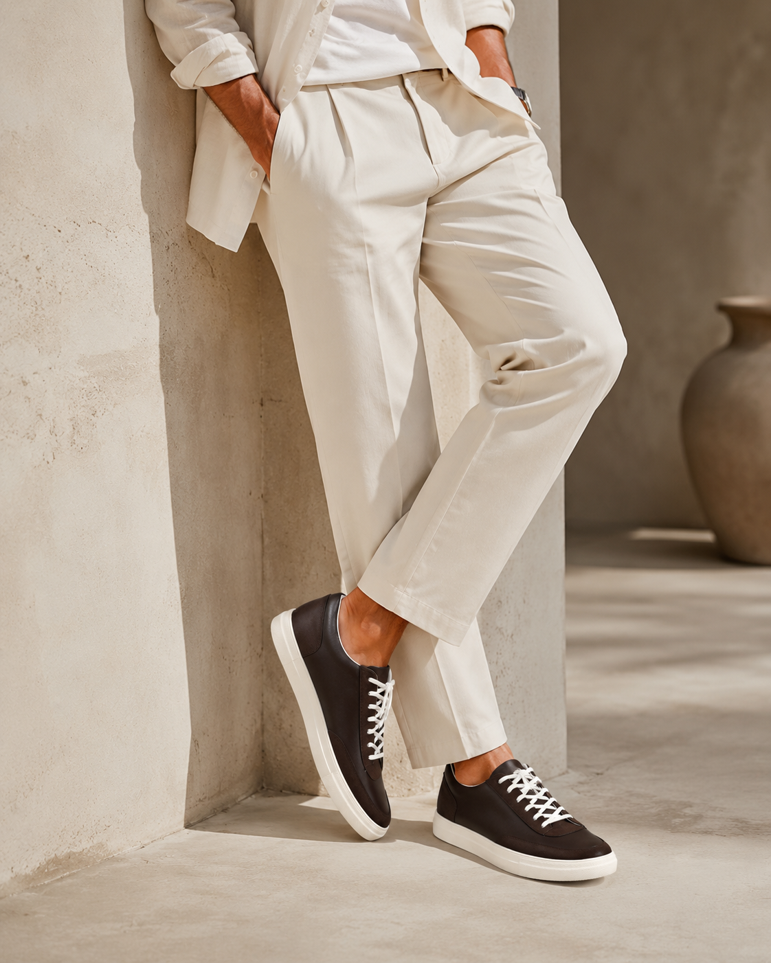 The Obsidian Court Sneaker Brown men's low-top lace-up sneakers - product view 5