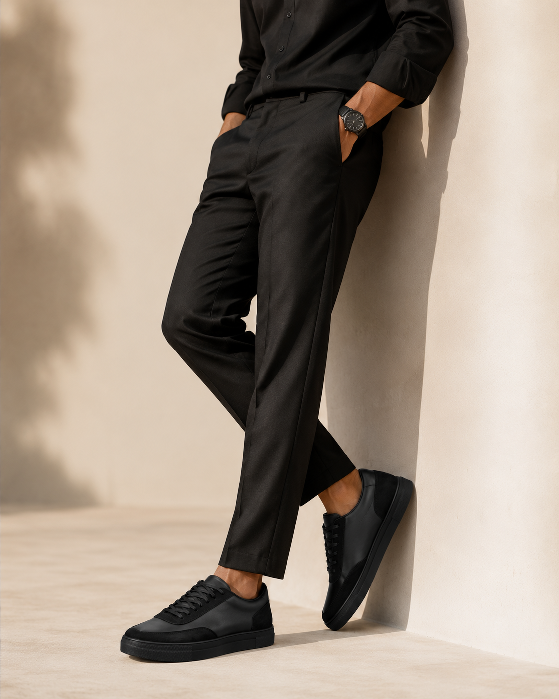 The Obsidian Court Sneaker Black men's low-top lace-up sneakers - product view 3
