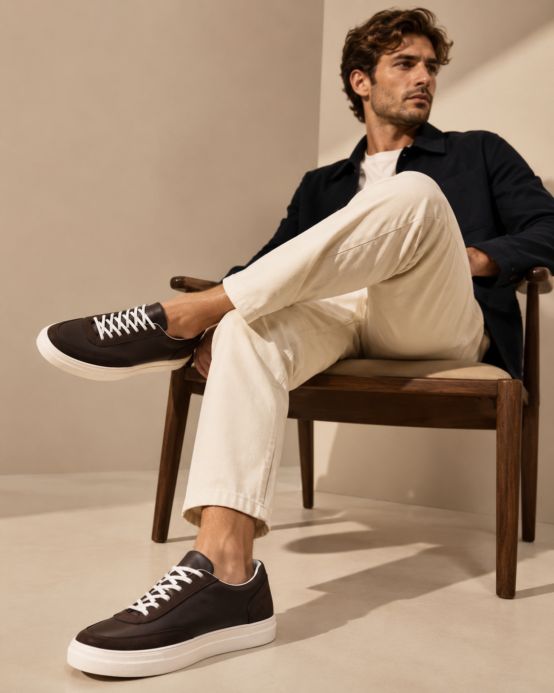 The Obsidian Court Sneaker Brown men's low-top lace-up sneakers - product view 6
