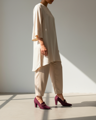 The Elara Studded Block Heel - Burgundy