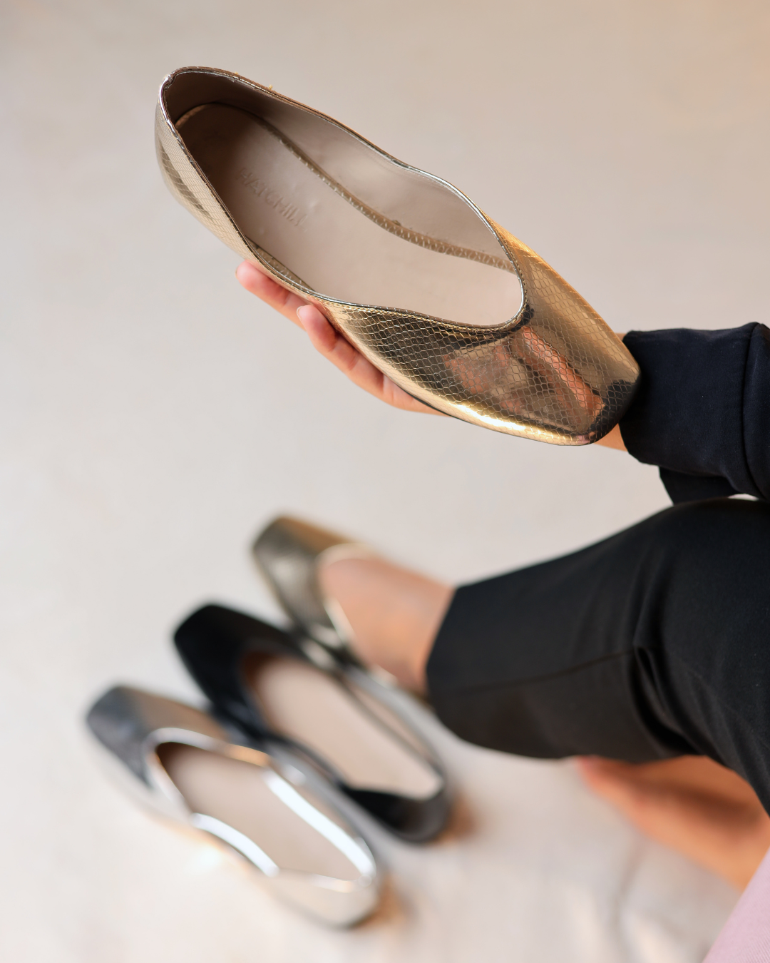 Gilded Dune metallic gold slip-on flats - product view 5