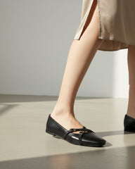 The Bianca Buckle Flat - Black