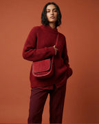 The Valentina Suede Saddle Bag - Burgandy
