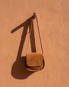 The Valentina Suede Saddle Bag - Camel