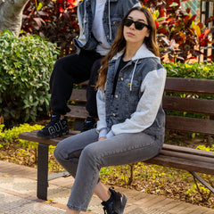 جاكيت جينز - أسود مغسول - لها