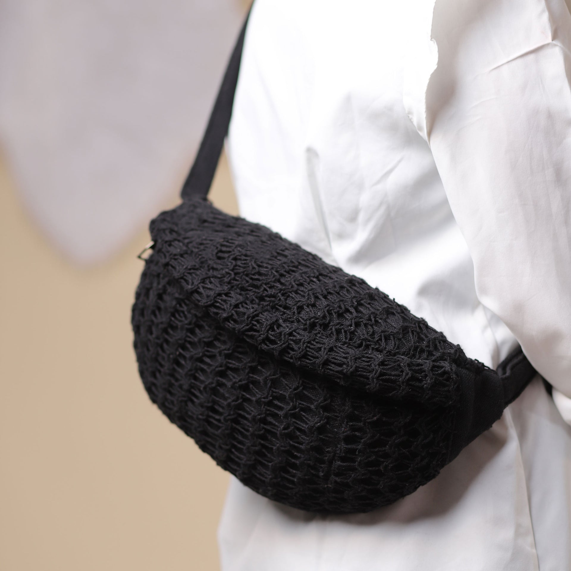 Freya Fanny Pack Black textured crossbody waist bag - product view 2