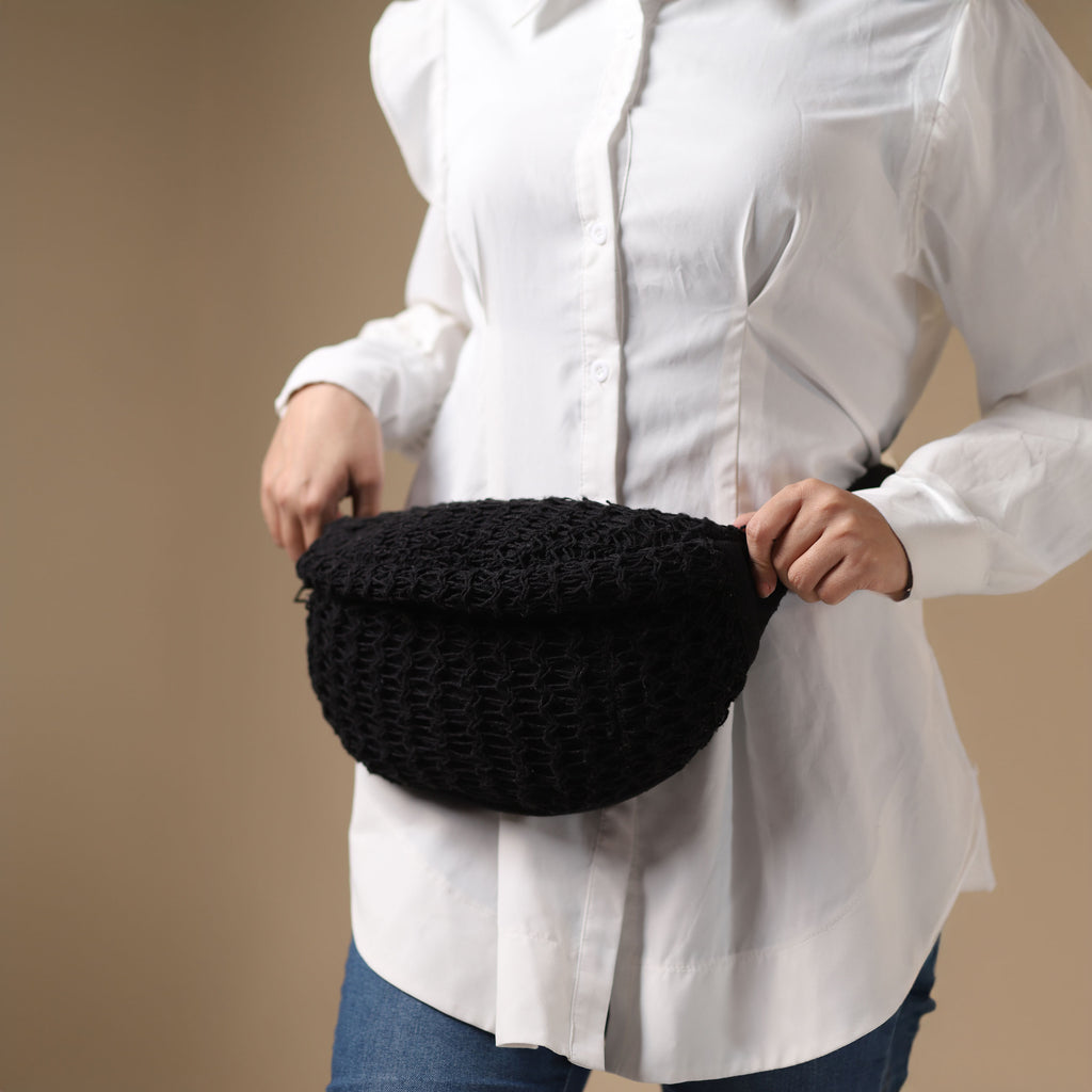 Freya Fanny Pack Black textured crossbody waist bag - product view 3