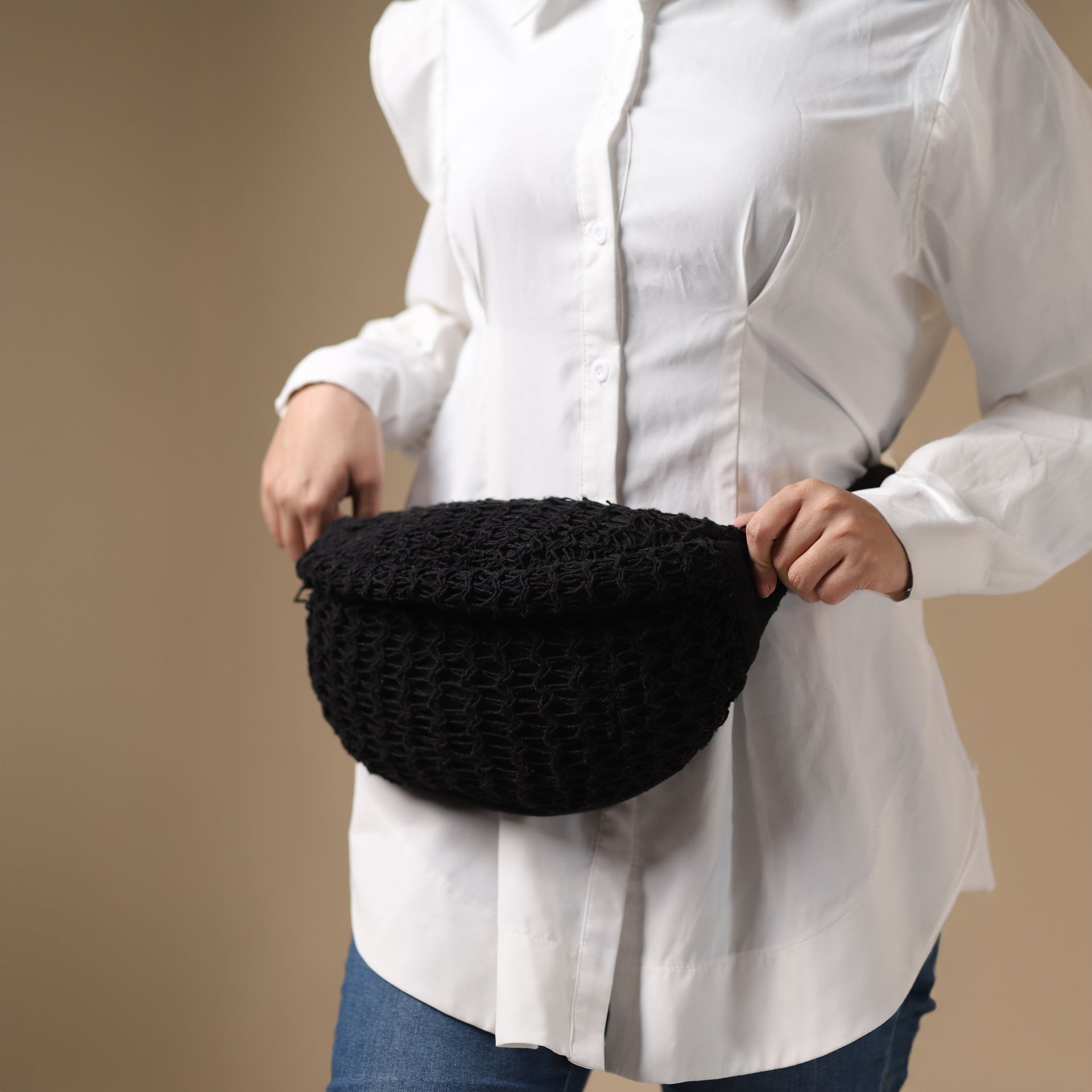 Freya Fanny Pack Black textured crossbody waist bag - product view 3