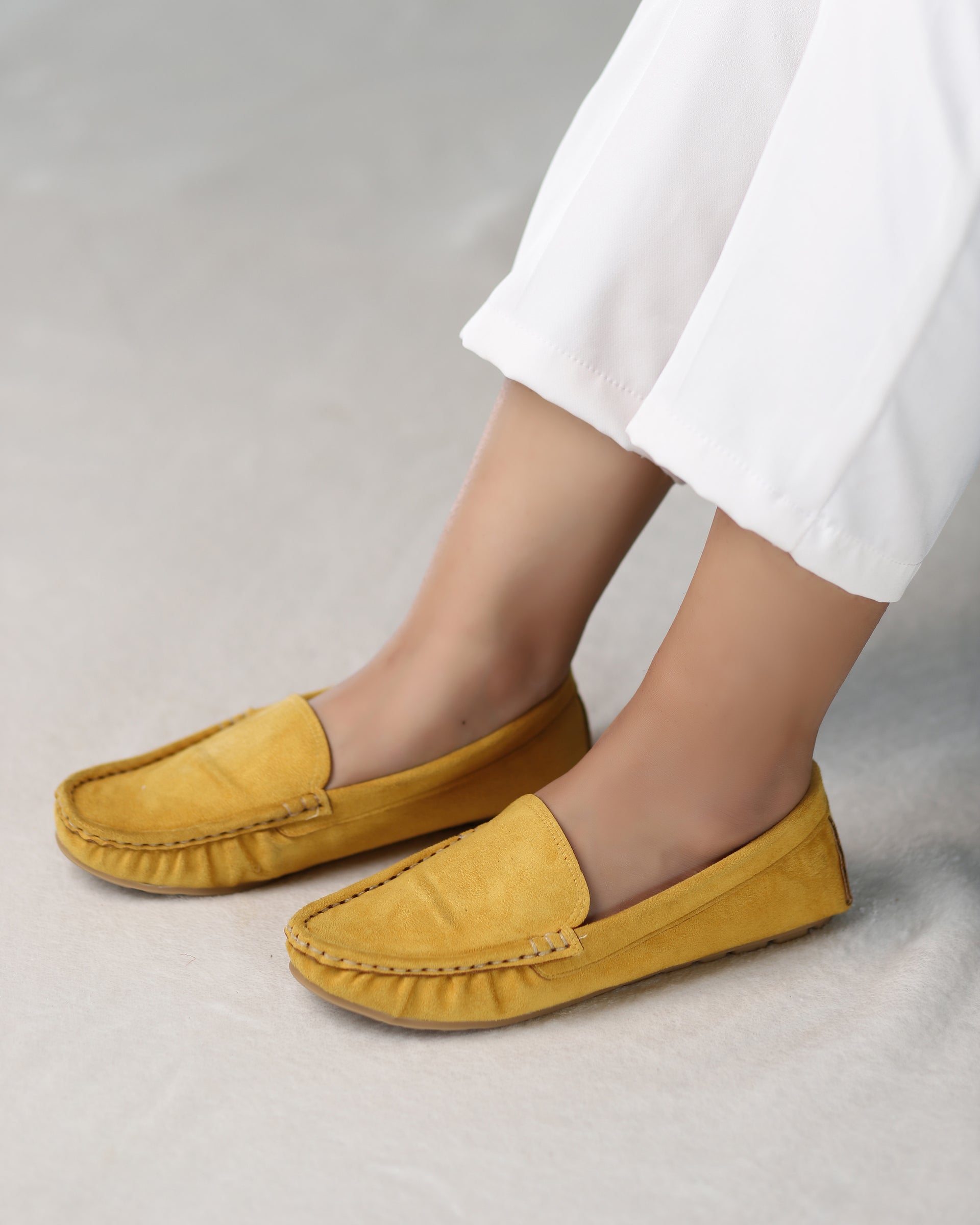 Saffron Moccasins mustard yellow leather slip-on flats - product view 3