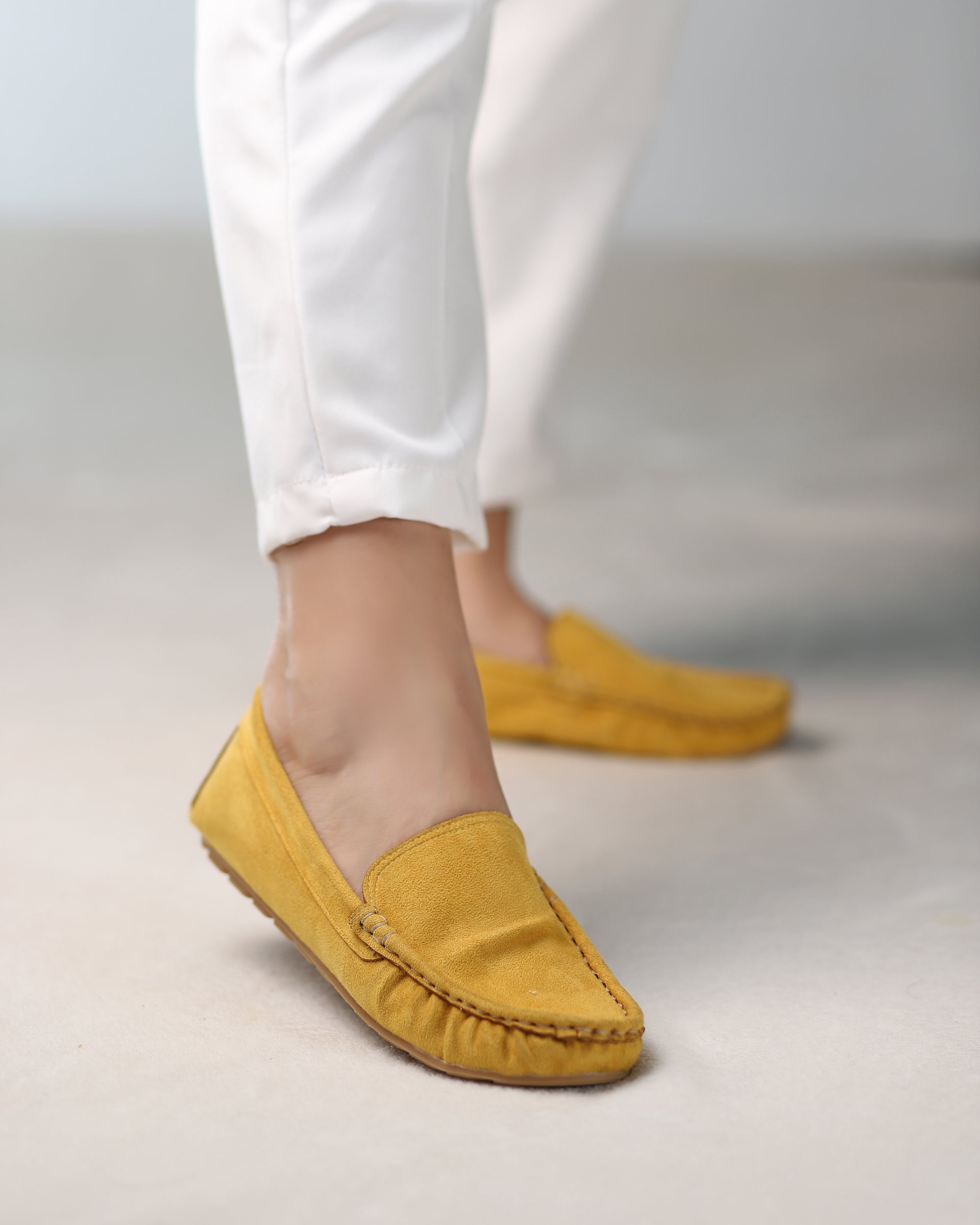 Saffron Moccasins mustard yellow leather slip-on flats - product view 4