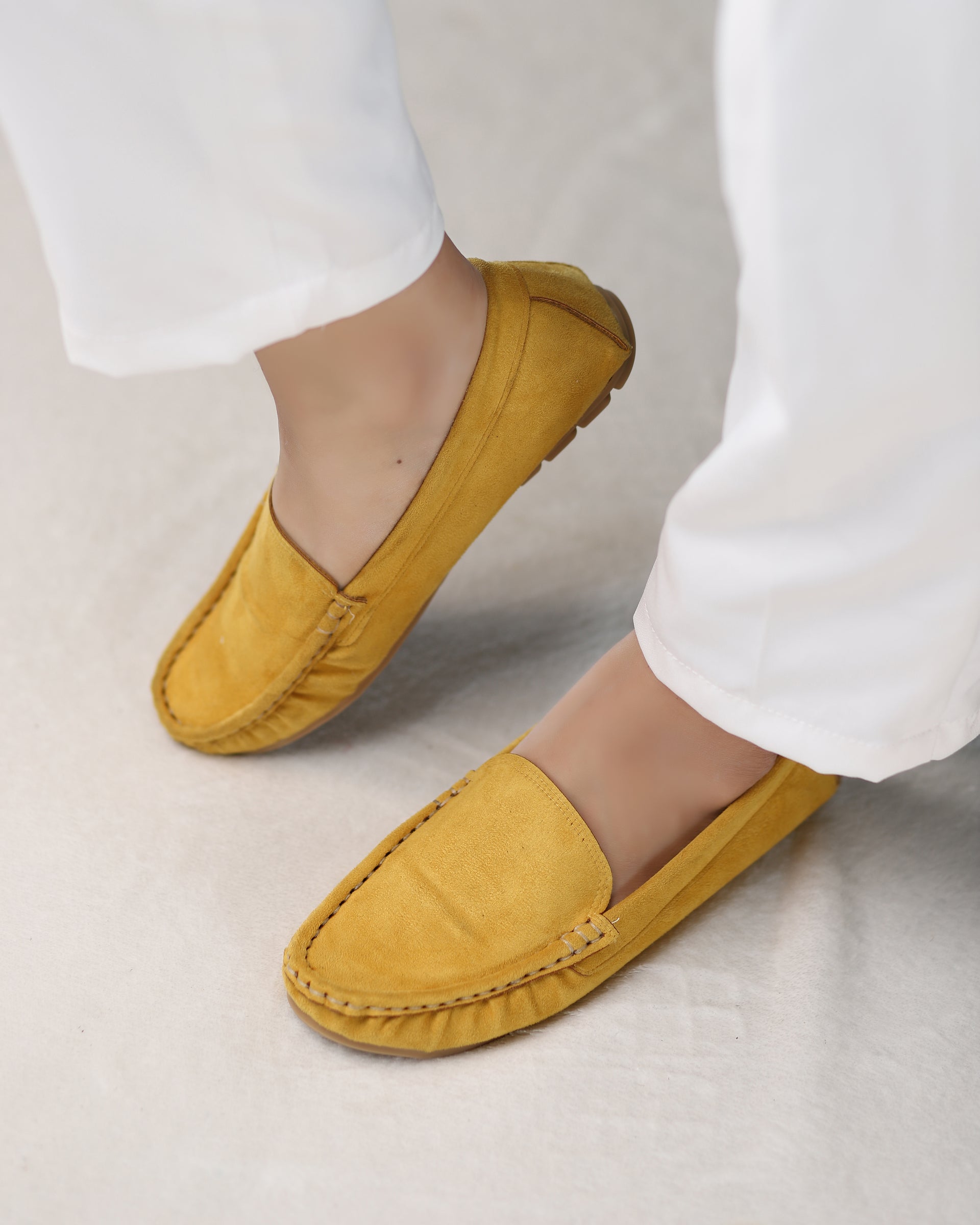 Saffron Moccasins mustard yellow leather slip-on flats - product view 5