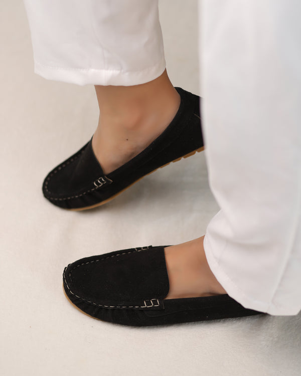 Onyx Suede Moccasins