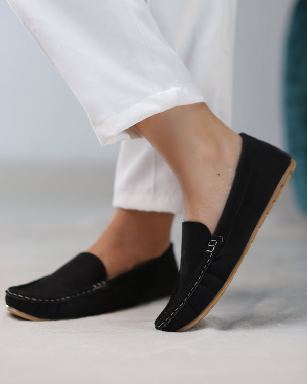 Onyx Suede Moccasins