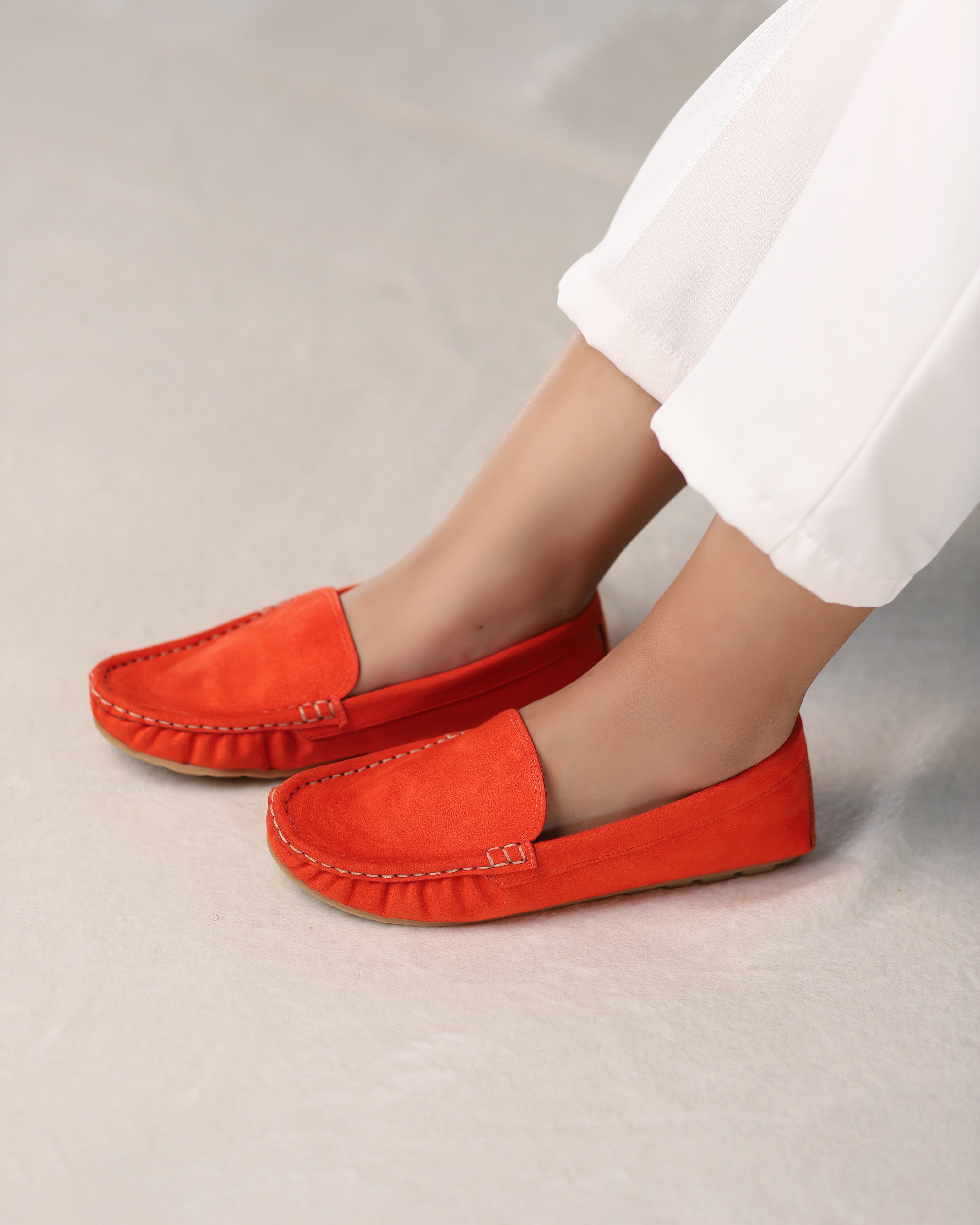 Burnished Tangerine Suede Moccasins Main image