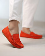 Burnished Tangerine Suede Moccasins