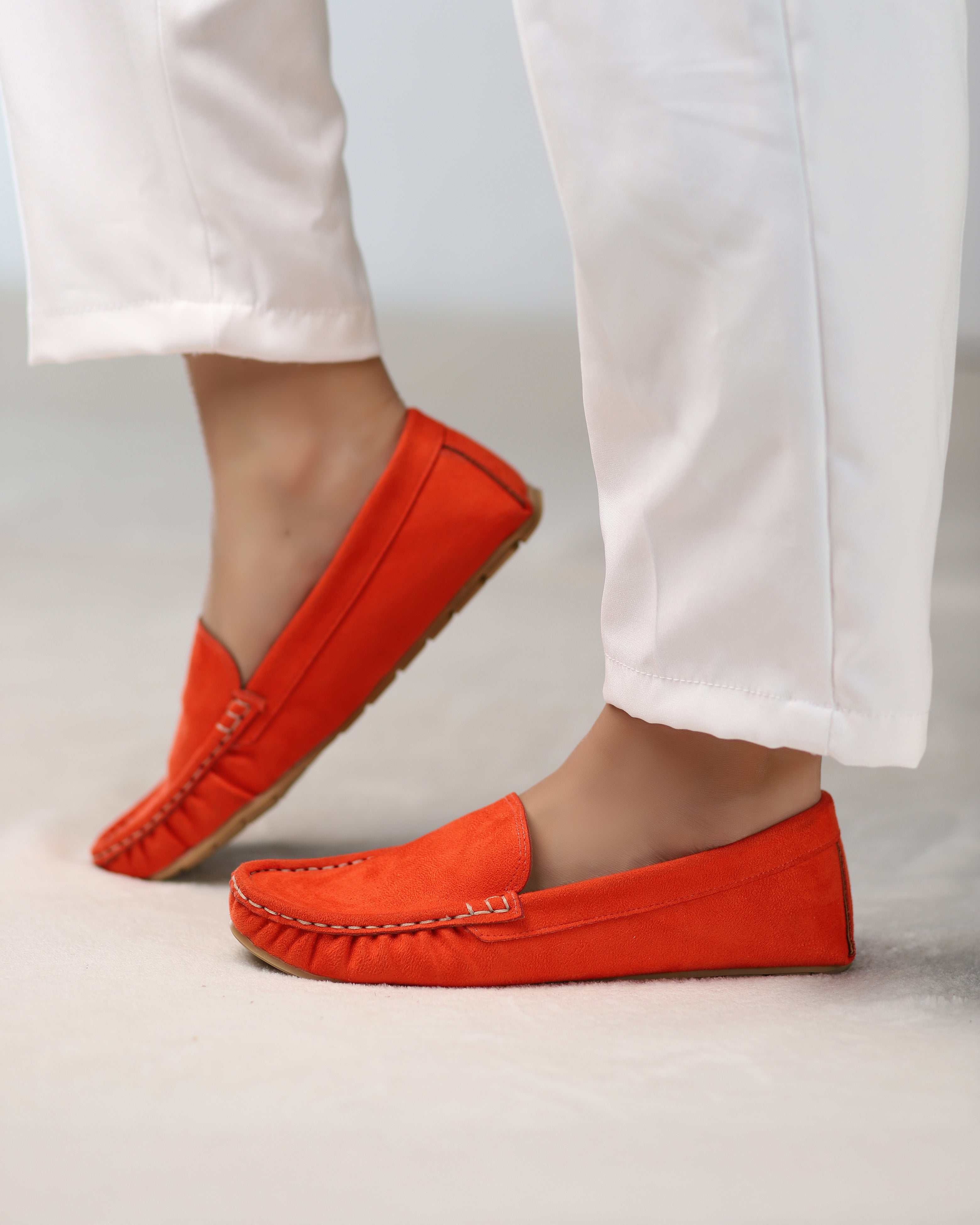 Burnished Tangerine Suede Moccasins