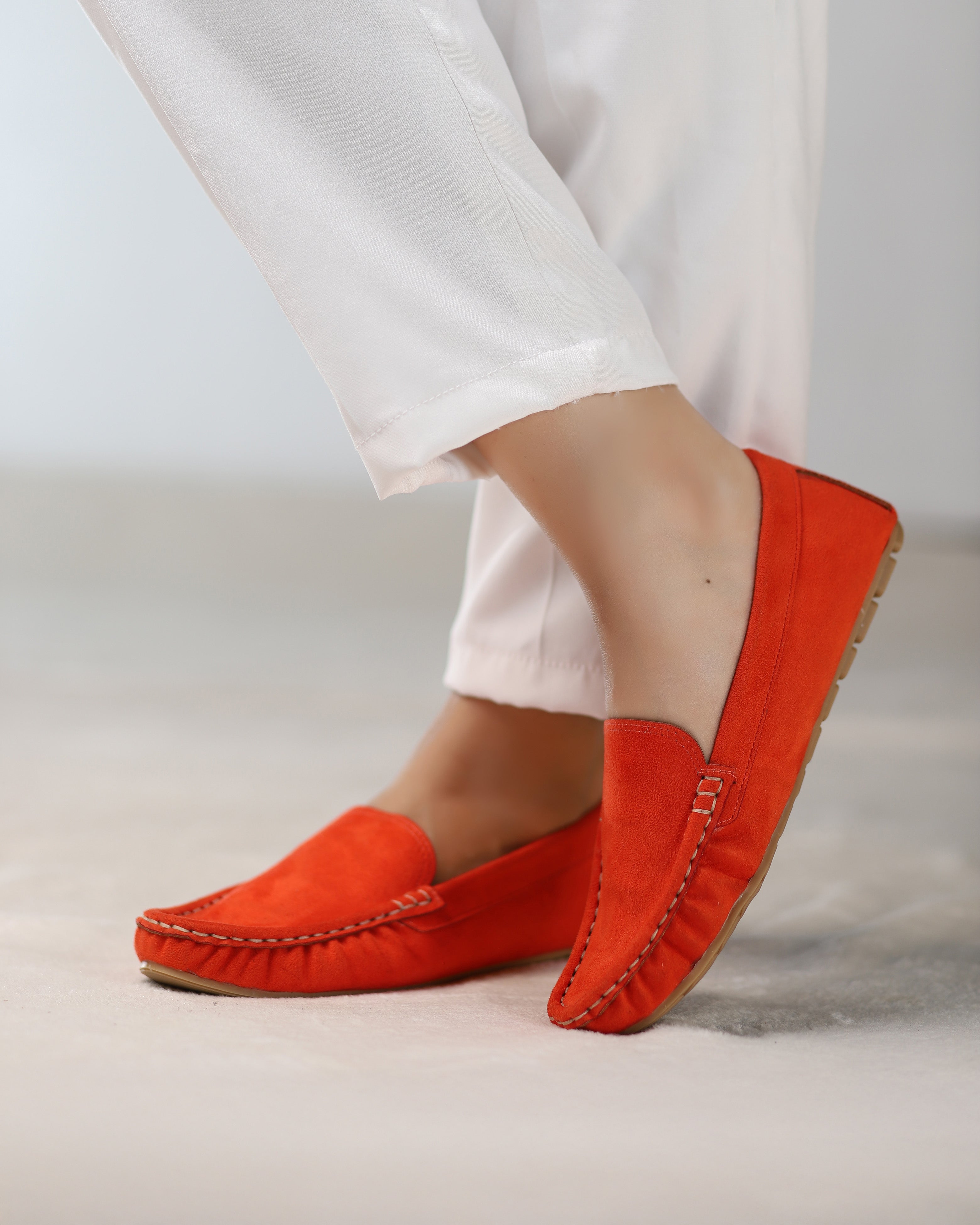 Burnished Tangerine Suede Moccasins