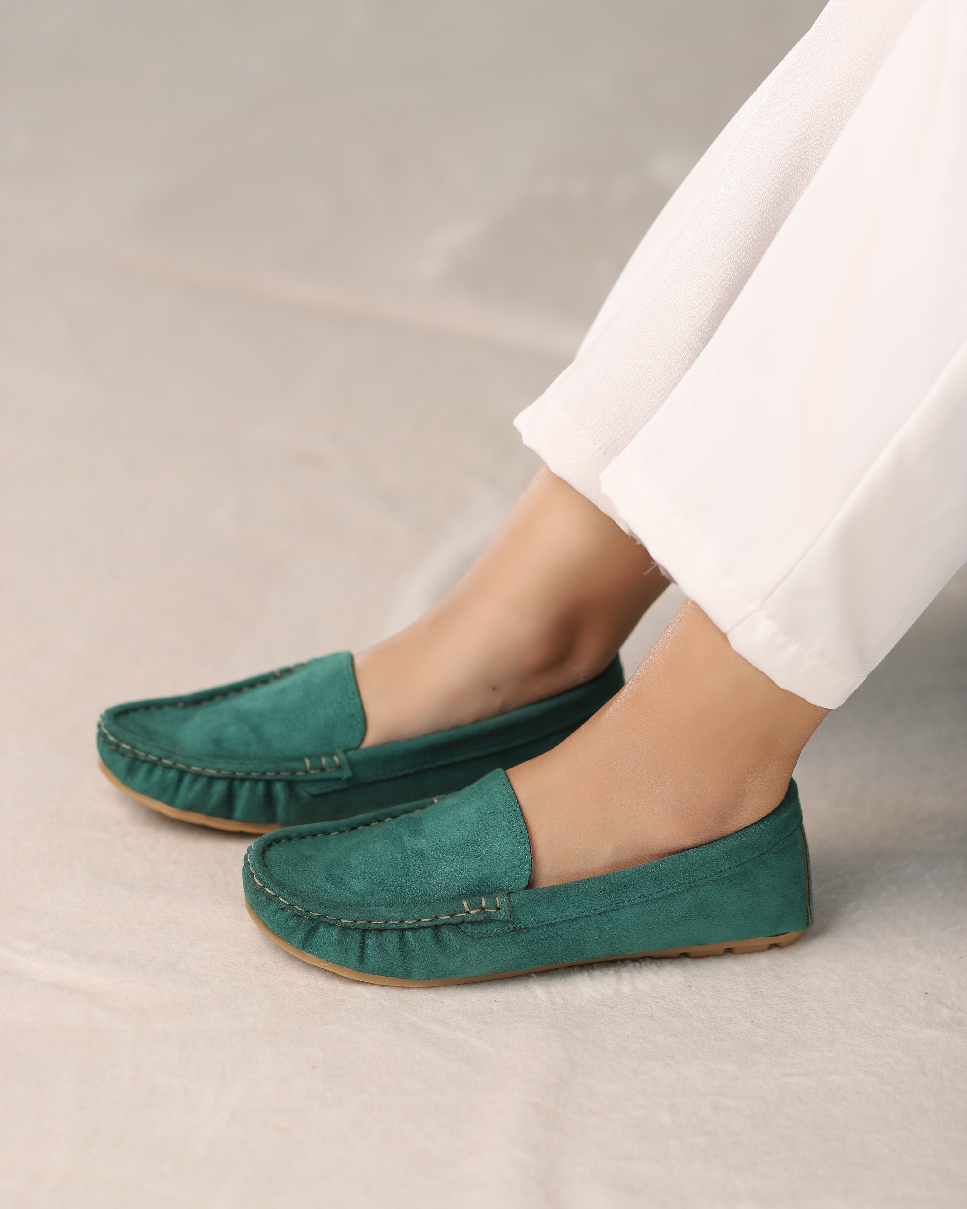 Moss Green Suede Moccasins Main image