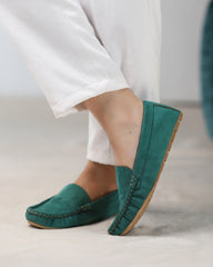 Moss Green Suede Moccasins
