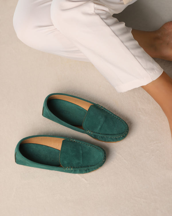 Moss Green Suede Moccasins