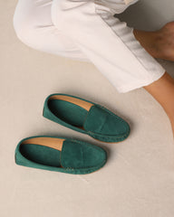 Moss Green Suede Moccasins