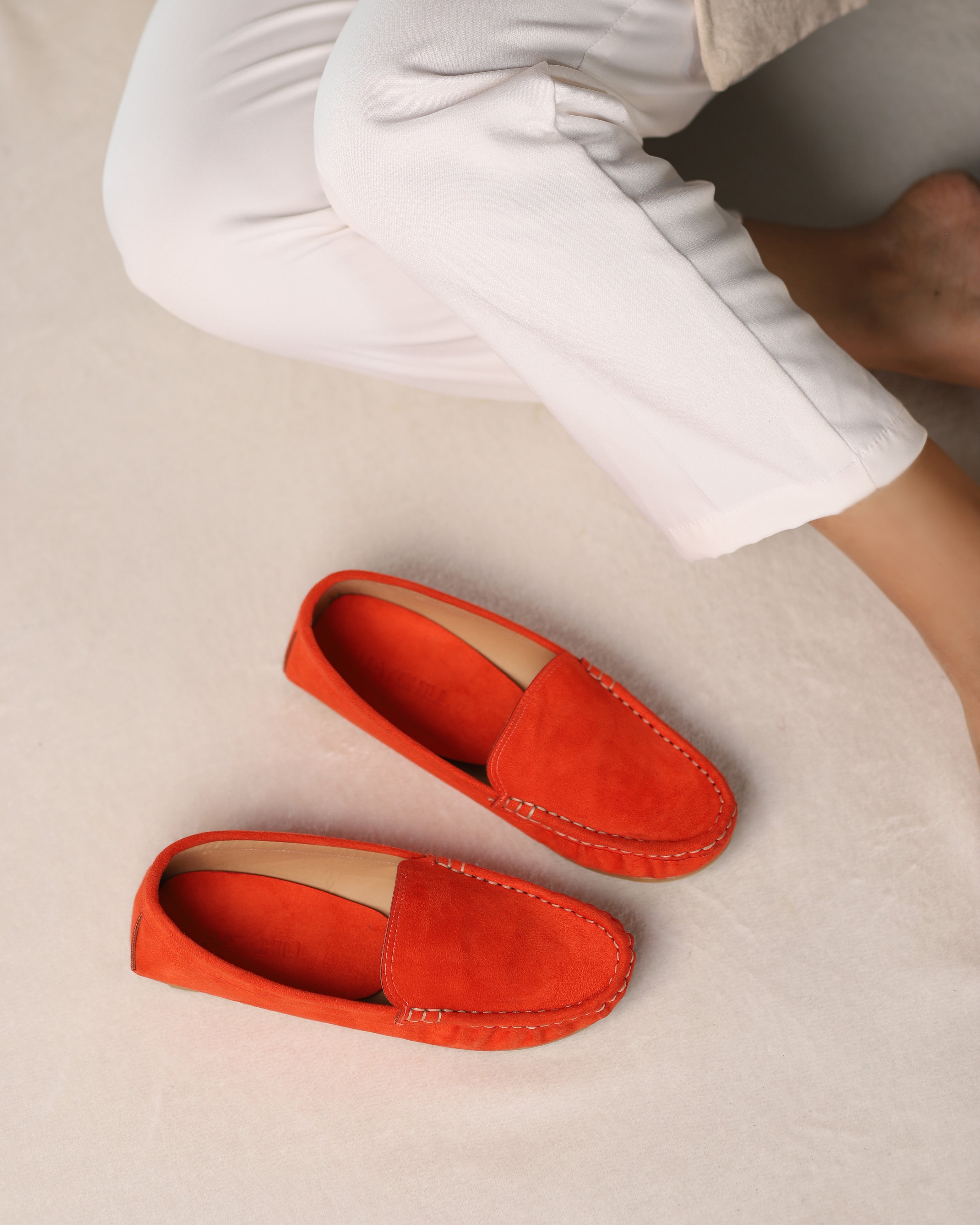 Burnished Tangerine Suede Moccasins