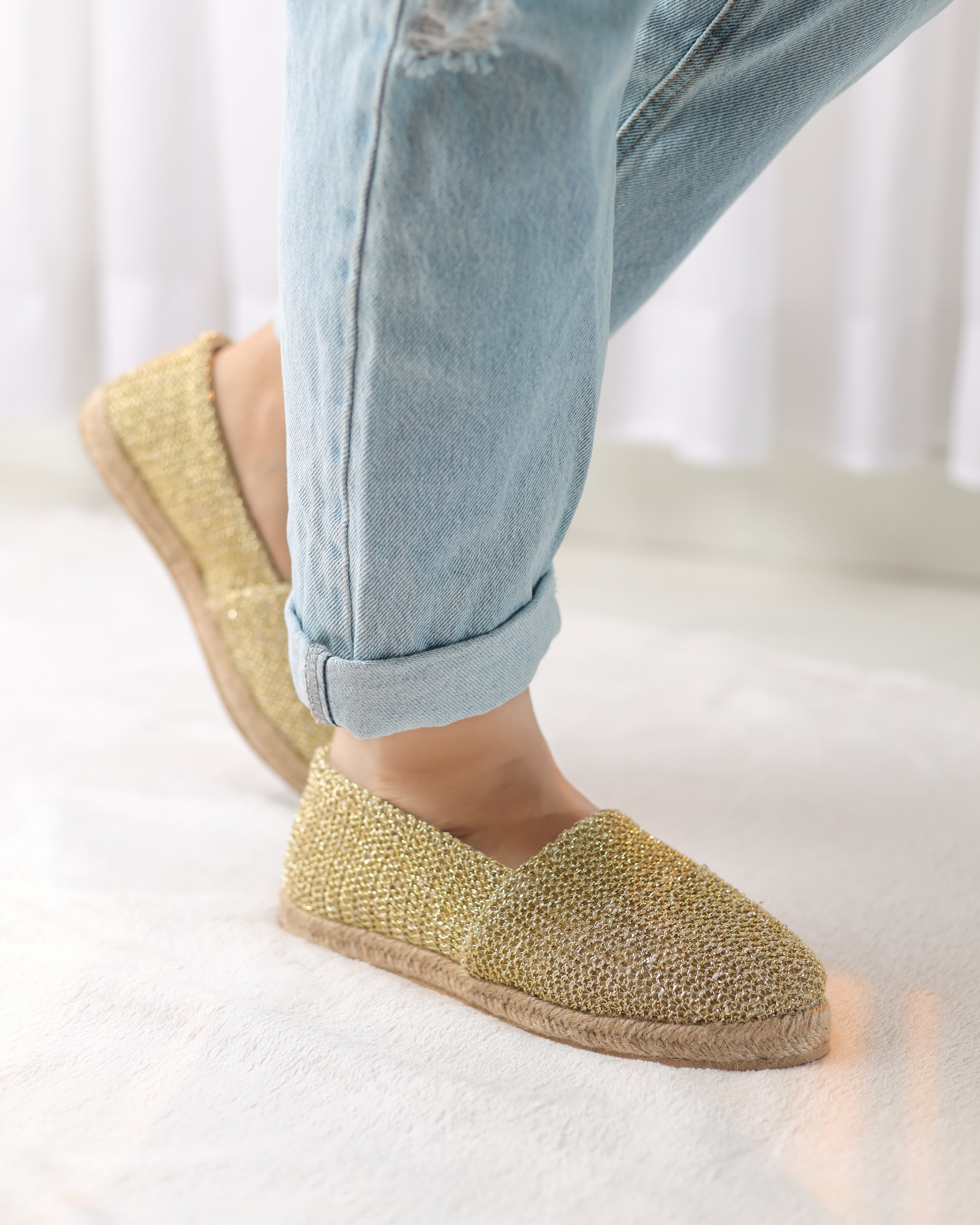Golden Glimmer Espadrilles