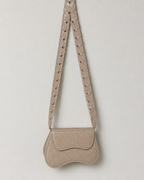 Lunelle beige croc saddle shoulder bag with proportional cutout strap - view 1