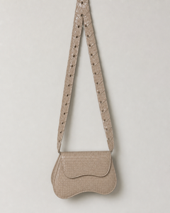 Lunelle beige croc saddle shoulder bag with proportional cutout strap - view 1