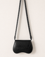 Orvella black croc saddle shoulder bag with proportional cutout strap - view 1