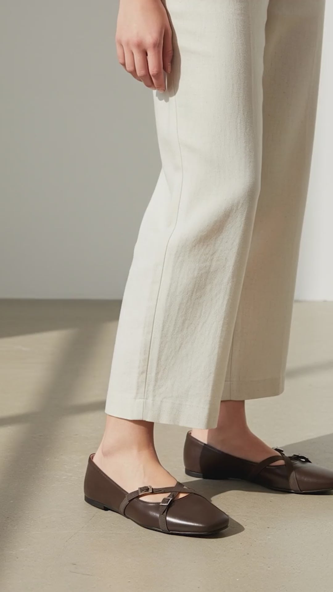 The Bianca Buckle Flat - Brown