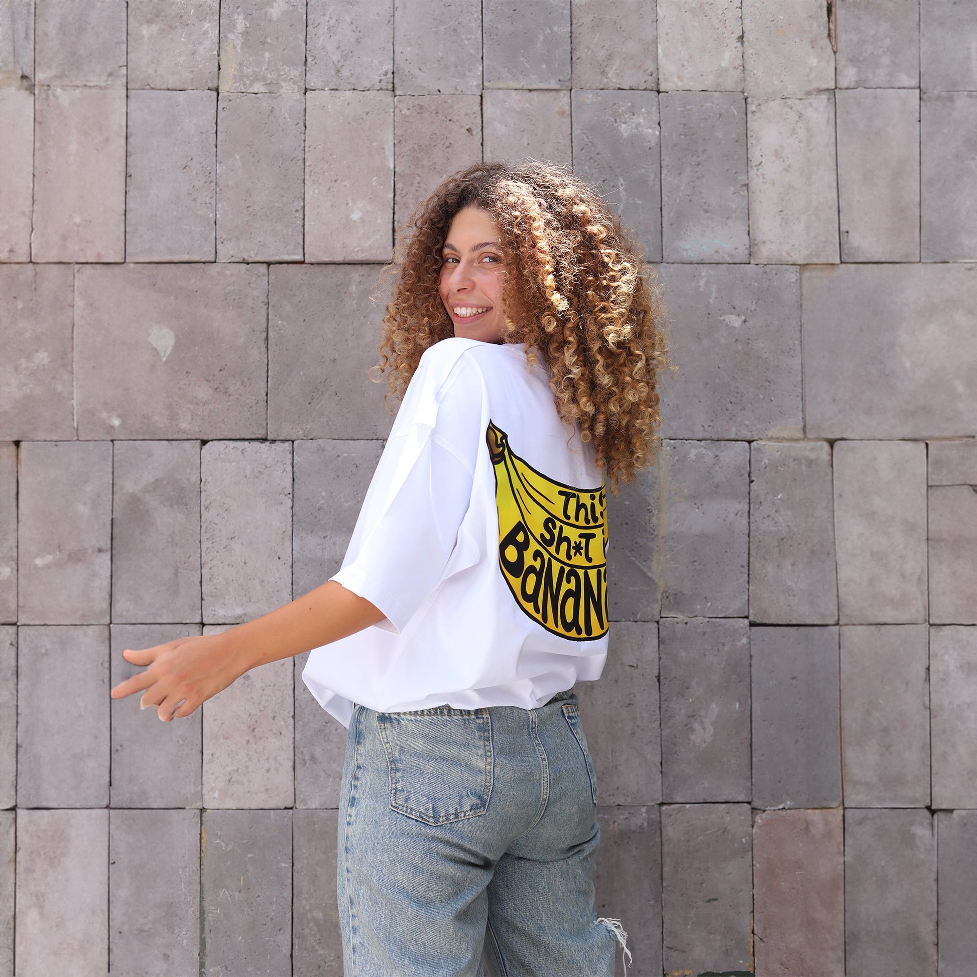 Banana - White Oversized Tee Shirt - Hatchill