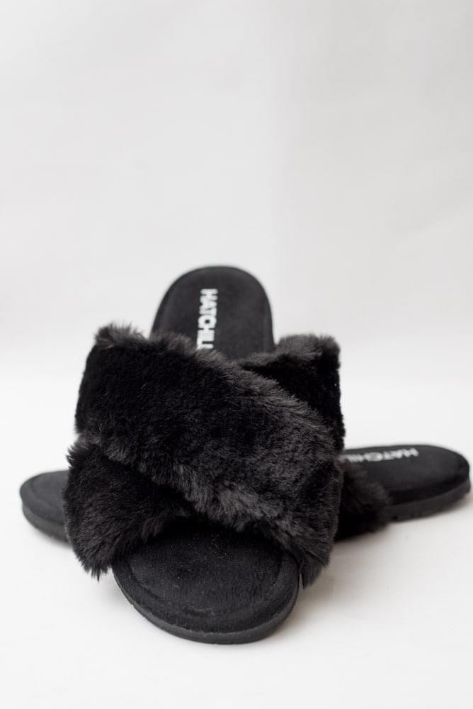 Fluffy Cross Strap Black Hatchill