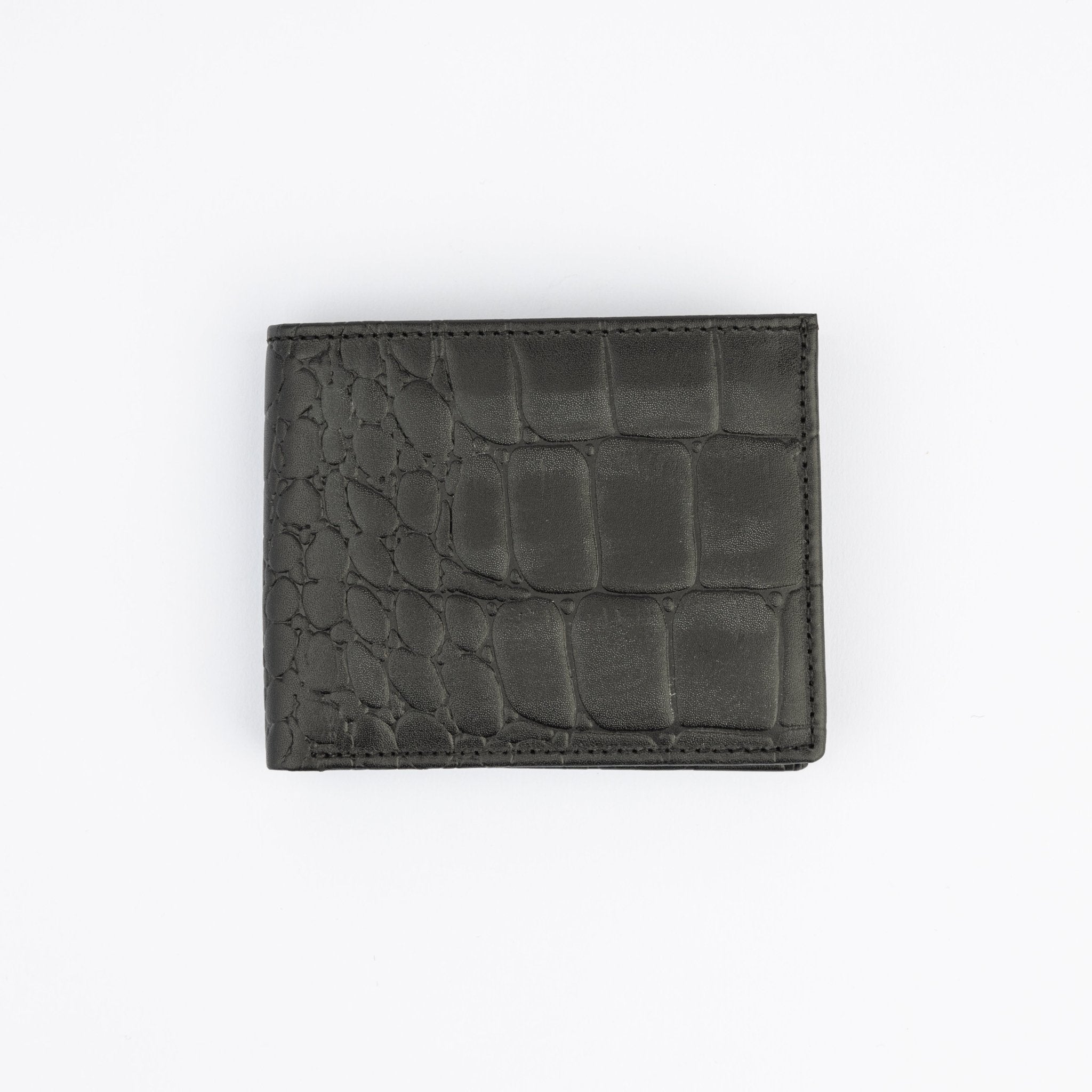 Leather Wallet - Crocodile Black - Hatchill Main image