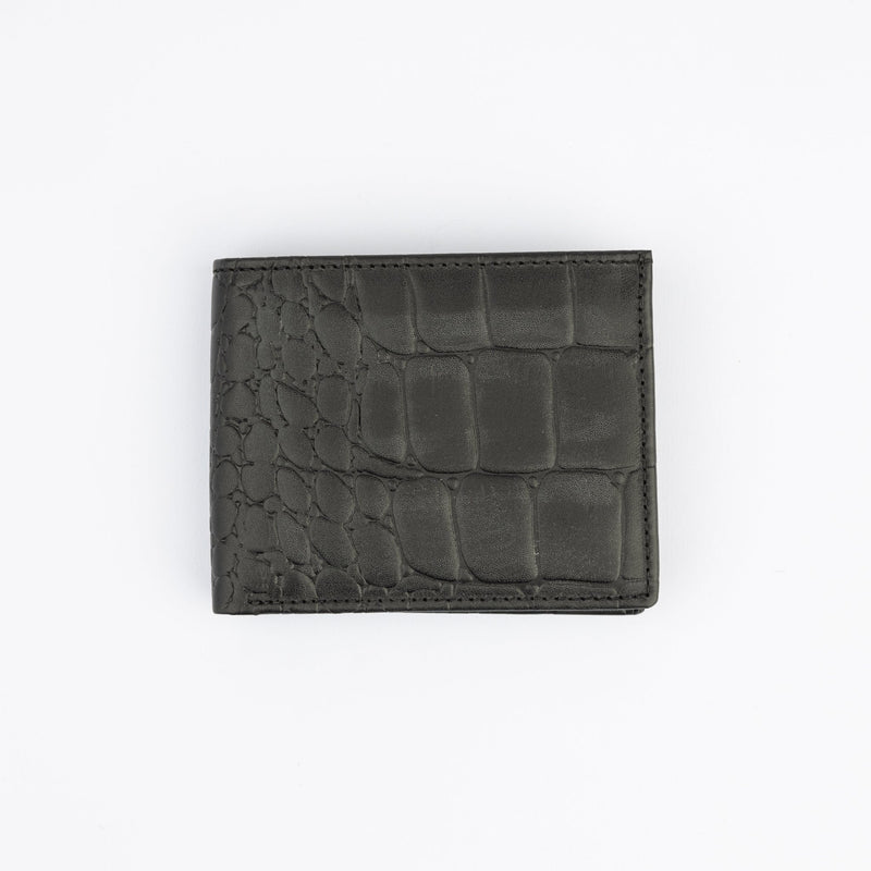 Leather Wallet - Crocodile Black