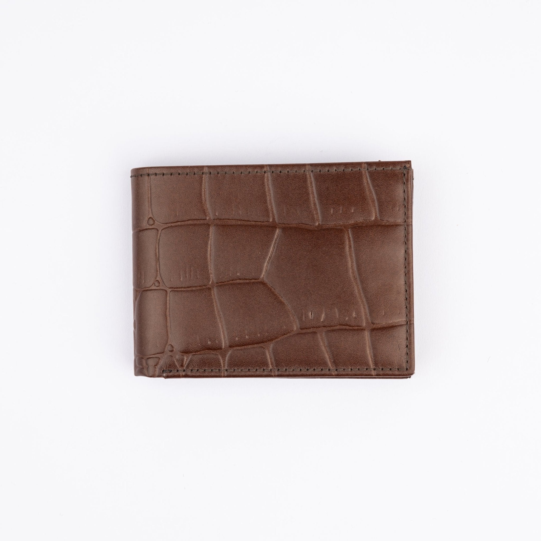 Leather Wallet - Dark Brown - Crocodile pattern - Hatchill Main image